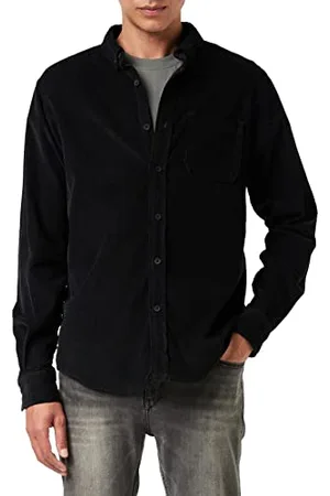 Urban classics Herren Corduroy Shirt Hemd, Black, L