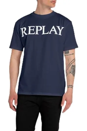 Replay Herren T-Shirt Kurzarm aus Baumwolle, (Blau), L