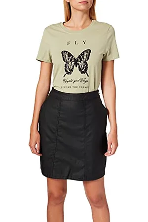 Noisy May Damen NMPERI HW Coated Skirt NOOS Rock, Black, XL