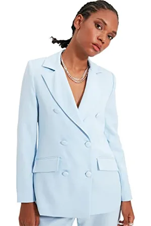 Trendyol Damen Button Detaillierte Jacke Blazer Jacket Outdoor Blue Button Detailed Blazer Jacket, , 42