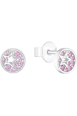 QS by s.Oliver Ohrstecker 925 Sterling Silber Mädchen Kinder Ohrschmuck, mit Zirkonia synth., 0,6 cm, Silber, Stern, Kommt in Schmuck Geschenk Box, 2036818