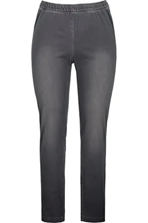 Ulla Popken Damen große Größen Übergrößen Plus Size Jegging Sienna, Stretch, Jersey, selection hellgrau melange 68 717494134-68