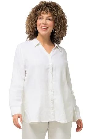 Ulla Popken Damen Leinenbluse Blusen, , 58-60 EU