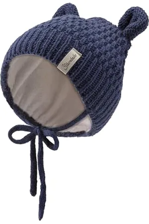 Sterntaler Strickmütze mit kleinen, angesetzten Öhrchen - Unisex Baby Beanie mit Futter aus Baumwollfleece - Wintermütze mit tollem Strickmuster und Bindeband - , 47