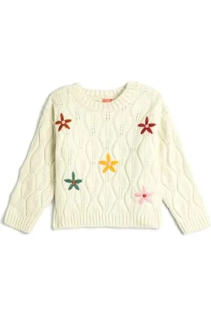 Koton Babygirl Knit Sweater Flower Embroidered Crew Neck