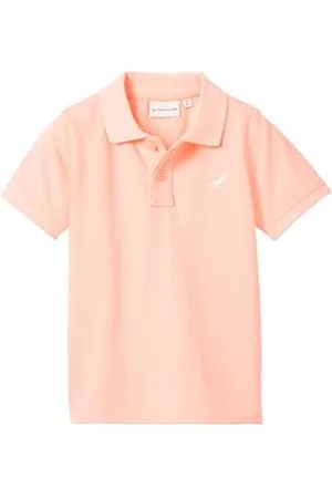 TOM TAILOR Jungen Kinder Basic Polo Shirt mit Dinosaurier-Strickerei , soft neon pink, 116/122