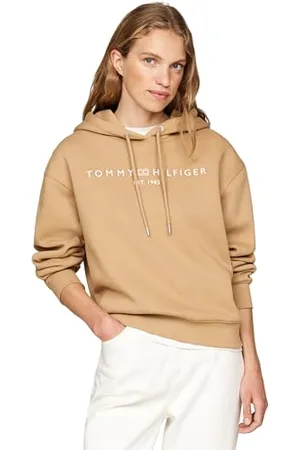 Tommy Hilfiger Damen Hoodie mit Logo, Grün (Classic Khaki), XL