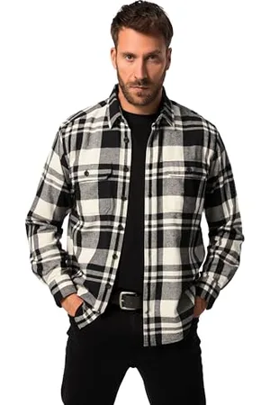 JP 1880 Herren, Große Größen, Hemd, Karo, Kent, MF, Light Flanell, 1/1
