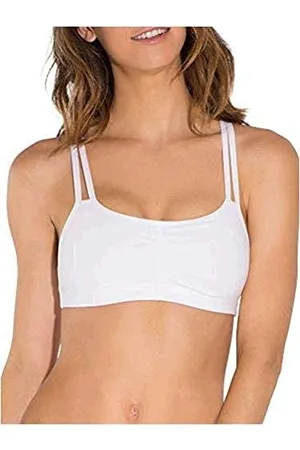 Fruit Of The Loom Damen 3 Pack Spaghetti Bra Sport-BH, Undurchsichtige, Skinny Stripe/White/Blushing Rose, 85A (3er Pack)