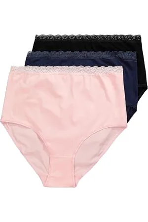 Ulla Popken Damen, große Größen, 3er Pack Maxi-Slips, Spitzenbund