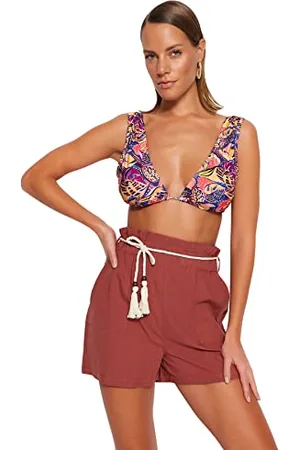 Trendyol Damen Women High Waist Wide Leg Shorts Pants, , 13 Jahre