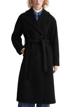 Marc O’ Polo Marc OߴPolo Denim Damen Mantel mit Reverskragen gefüttert, (Black), L