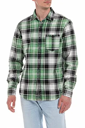 Replay Herren Hemd Langarm aus Baumwolle, (Mehrfarbig), XS