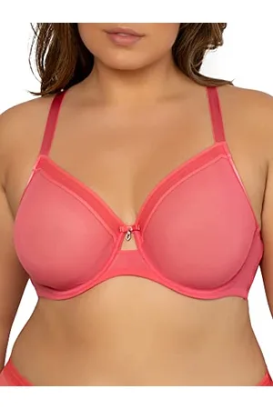 CURVY COUTURE Damen Sheer Mesh Full Coverage Unlined Underwire Bra BH mit voller Abdeckung, Durchsichtig, , 105H