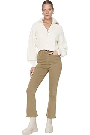 Trendyol Damen Herren Hoher Bund Flared Jeans, , 36 EU