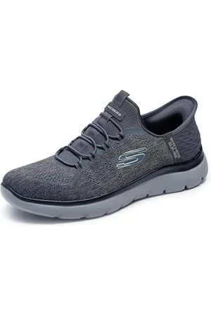 Skechers Herren Summits Key Pace Sneakers, Anthrazitfarbenes Netzgewebe, schwarzer Besatz, 41 EU