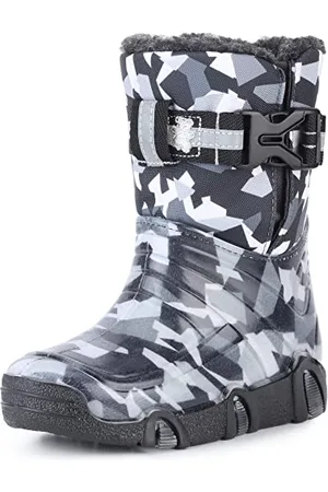 Ladeheid Kinder Mädchen Jungen Schneestiefel mit Muster Winterstiefel Gummistiefel gefüttert LAZT008(07-Grau, 31/32 EU)