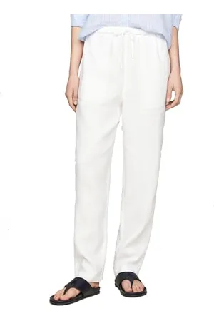 Tommy Hilfiger Damen Stoffhose Casual Linen Pull On Pant Tapered Fit, , 34
