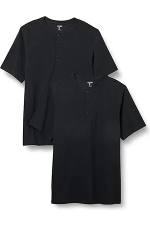 Amazon Herren Kurzärmliges Henley-Shirt aus Piqué mit normaler Passform (erhältlich in Übergrößen), 2er-Pack, , M