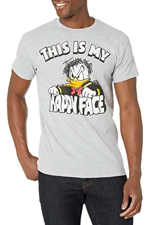 Disney Herren Donald Duck Happy Face T-Shirt, Meliert, grau, Mittel