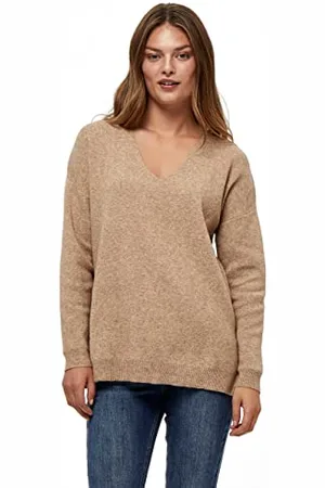 Peppercorn Rosalia Lang Pullover Damen | Bequeme Damenpullover Langarm | Hochwertiger Damen Pullover Winter | Langer Pullover Damen Winter mit V-Ausschnitt