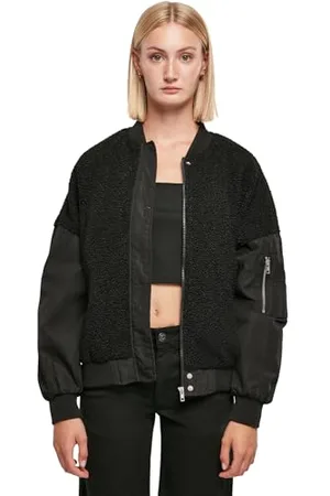 Urban classics Damen Ladies Oversized Sherpa Mixed Bomber Jacket Jacke, , XS EU