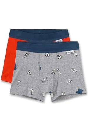 QS by s.Oliver Jungen Unterhose Grau | Hochwertige und Bequeme Unterhose für Jungen aus Baumwoll-Mix. Shorts mit Softbund und Fußballprint | Inhalt: 2er Set Unterwäsche für Jungen