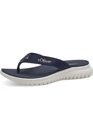 QS by s.Oliver Damen Zehentrenner mit dicker Sohle Bequem, Blau , 39