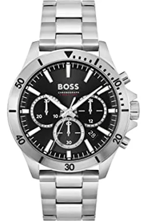 HUGO BOSS Chronograph Quarz Uhr für Herren Kollektion TROPER mit Silbernes Edelstahlarmband - 1514057