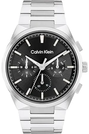 Calvin Klein Uhr mit DREI-Zeiger-Quarzwerk für Herren Kollektion DISTINGUISH mit Silbernes Edelstahlarmband - 25200459