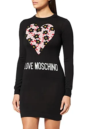 Moschino Womens Long Sleeve Dress, Black, 48