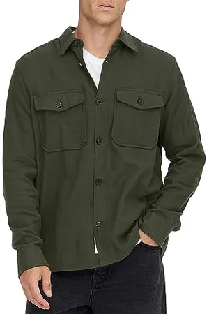 Only & Sons Herren ONSMILO LS SOLID Overshirt NOOS Flanellhemd, , S