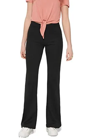 ONLY Damen Stretch Schlag Hose Slim Fit Freizeit Schlupf Stoffhose ONLFEVER Elastic Flared Long Pants 70s Retro, Farben:Schwarz, Größe:L / 34L