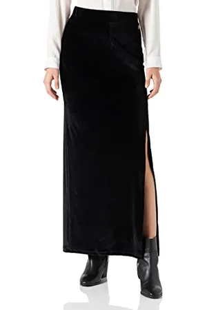 KENDALL + KYLIE KENDALL & KYLIE Damen K&K W VLVT Maxi Slit Skirt KKW3715008 Rock, Black, M