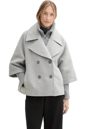 TOM TAILOR Damen 1043723 Cape Jacke, 21373-Medium Silver Grey Melange, 3XL