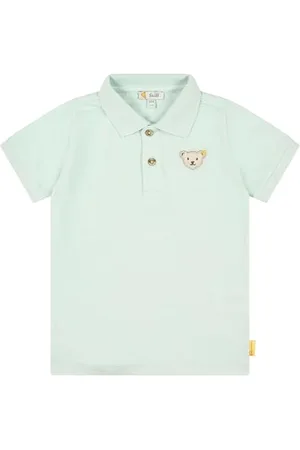 Steiff Jungen Poloshirt Kurzarm EU-Größe 92 hellgrün, lockere Passform, Polo Shirt kurzärmelig, mit viel Bewegungsfreiheit zum Spielen und Herumtollen