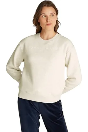 Tommy Hilfiger Damen Sweatshirt ohne Kapuze, Elfenbein (Oatmeal Heather), 3XL