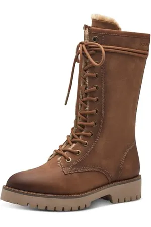QS by s.Oliver Damen Schnürstiefel ohne Absatz Winter Vegan, Braun , 37 EU