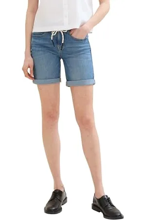 TOM TAILOR Damen Bermuda Shorts , light stone bright blue denim, 30