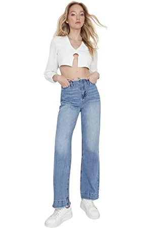 Trendyol Damen Herren Mittlerer Bund Wide Leg Jeans, , 34 EU