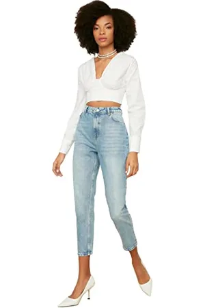 Trendyol Damen Light Blue High Waist Mom Jeans, , 38 EU