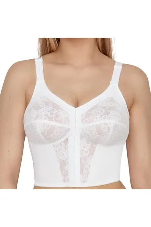 Susa BH ohne Bügel Longline BH Classics I Bügelloser BH mit femininer Optik durch Spitzeneinsatz I Halbtransparenter BH mit 3-teilig genähten Cups
