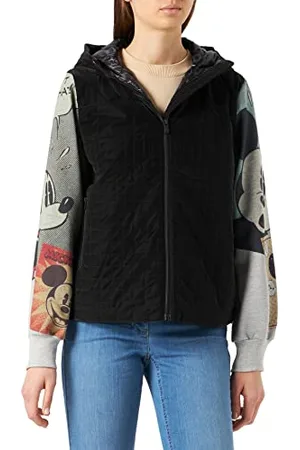 Desigual Womens Padded_Mickey Comic Steppjacke, Black, XS