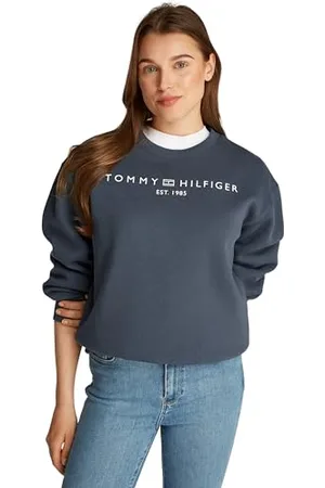 Tommy Hilfiger Damen Sweatshirt ohne Kapuze, Blau (Military Denim), XXL