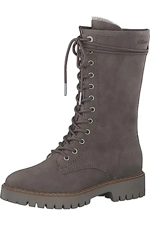 QS by s.Oliver Damen Schnürstiefel ohne Absatz aus Kunstleder Gefüttert Vegan Braun , 36