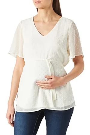 Noppies Maternity Damen Blouse Short Sleeve Labelle Bluse, Marshmallow-P157, XXL