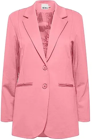 Ichi IHKATE SUS OVERSIZE BL Damen Blazer Longblazer Jacke Long-Blazer mit Knöpfen Stretch und Reverskragen, Größe:M, Farbe: