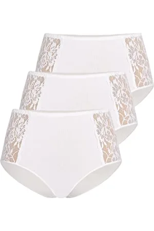 Teyli Slip Damen 3er Pack Baumwolle - Bikinis & Taillenslips für Damen - Slip Baumwolle Frauen- Women Slips mit Spitze Verziert 2XL