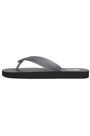 Tommy Hilfiger Damen Flip Flops Logo Zehentrenner, Grau (Washed Black), 38