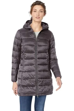 Amazon Damen Leichter, wasserabweisender, verstaubarer Regular-Fit-Daunenmantel mit Kapuze (erhältlich in Plus Size), , XL
